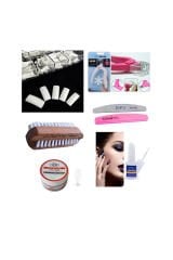 PROTEZ TIRNAK SETİ 7 PARÇA, 500LÜ BEYAZ TIRNAK +FIRCA+YAPIŞTIRICI+MAKAS+TÖRPÜ +3İN1 GEL (CLEAR)