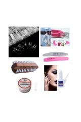 PROTEZ TIRNAK SETİ 7 PARÇA, 250Lİ ŞEFFAF TIRNAK +FIRCA+YAPIŞTIRICI+MAKAS+TÖRPÜ+3İN1 GEL (CLEAR)