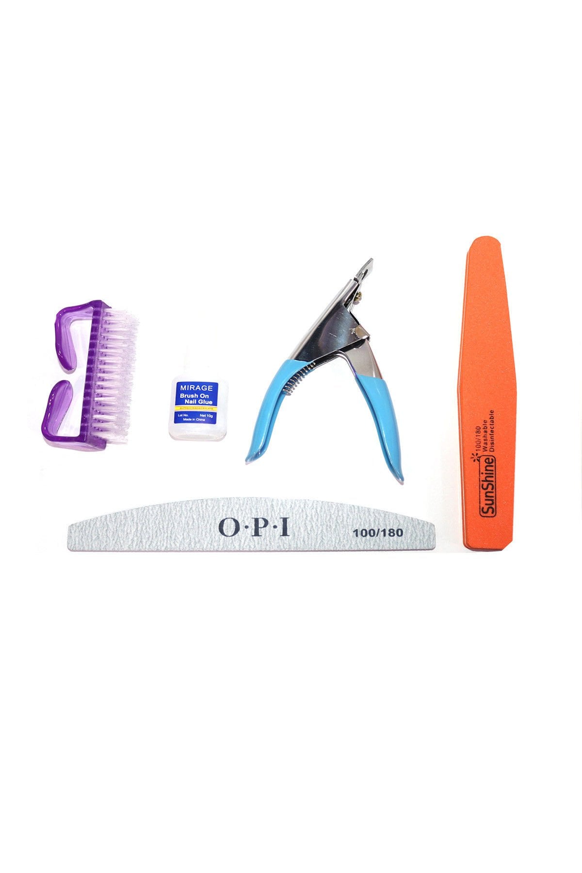 PROTEZ TIRNAK BAKIM SET 5Lİ SET PLASTİK TIRNAK FIRCASI+YAPIŞTIRICI+MAKAS+PARLATICI TÖRPÜ+KALIN TÖRPÜ