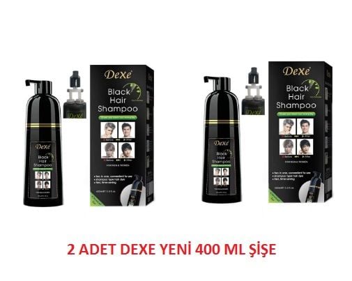 2 adet Dexe Saç Siyahlatan Şampuan 400 ml Yeni 2'si Bir Arada Özel Tasarım Şişede ÜZRETSİZ KARGO