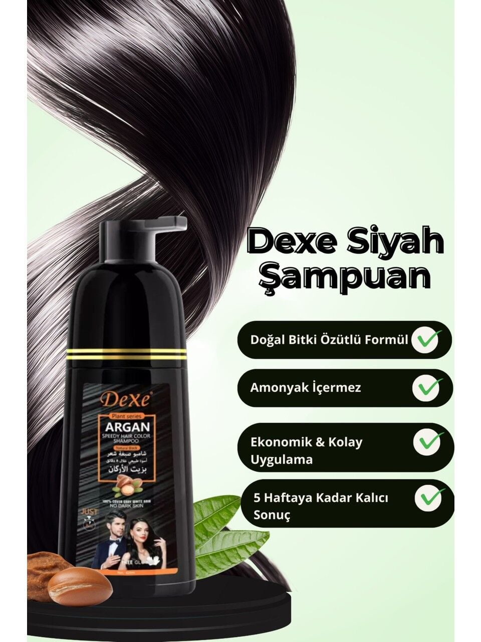 DEXE Yeni Argan Yağlı Siyah Şampuan Cilde Leke Yapmayan Formül 420ml