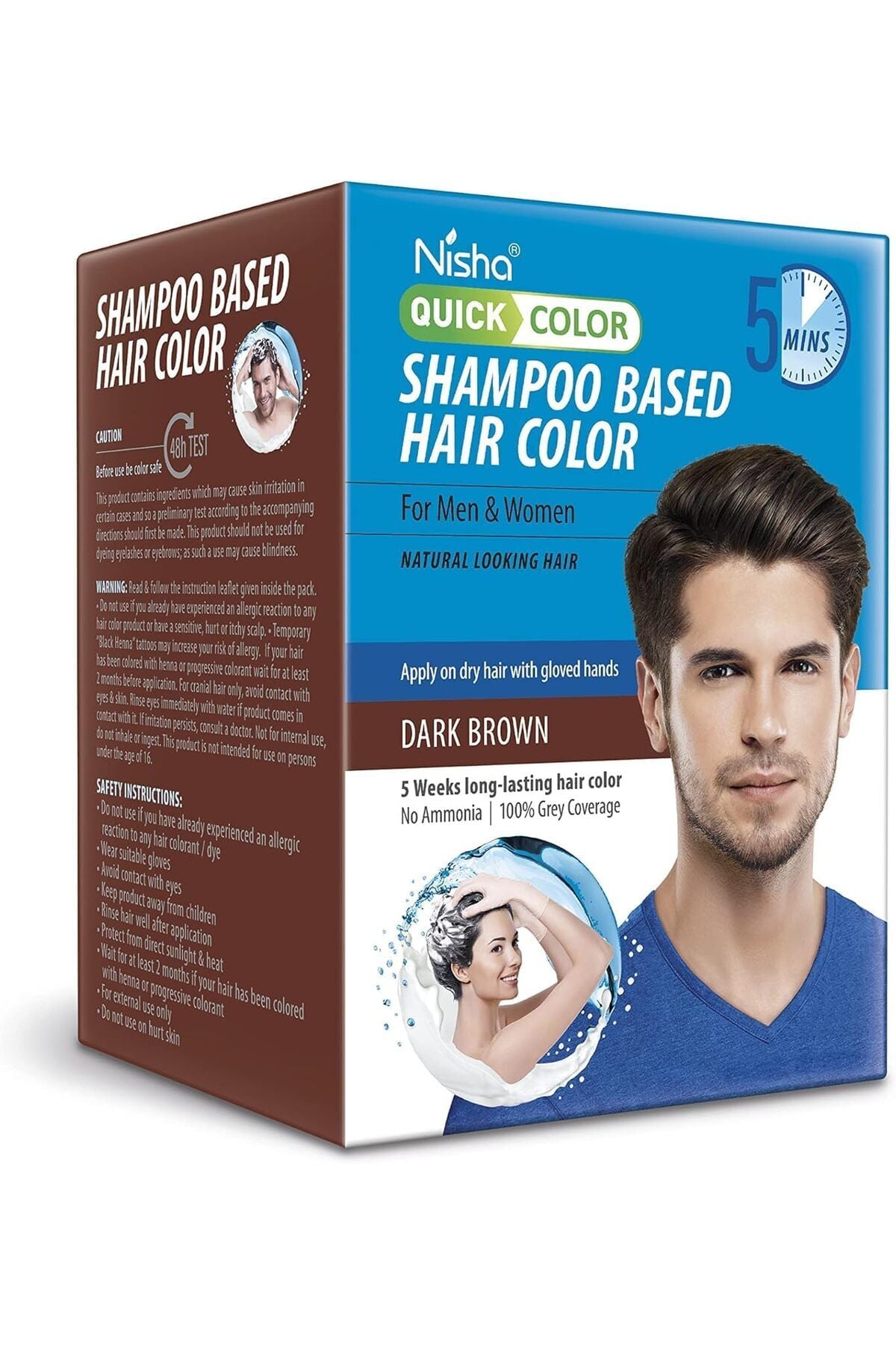 Beyaz Kapatıcı Şampuan Kına Ve Siyah Zeytin Özlü Amonyak Paraben İçermez 8*20ML ZARF KOYUKAHVE 160ML